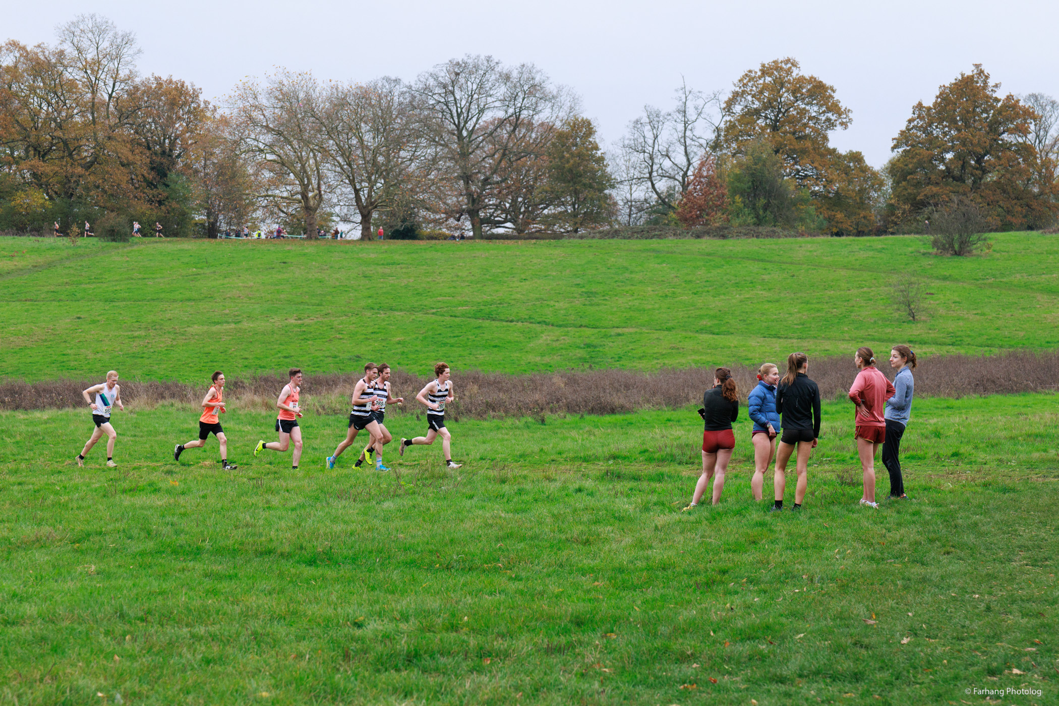 Male and female runners in Hampstead Heath, North London.
